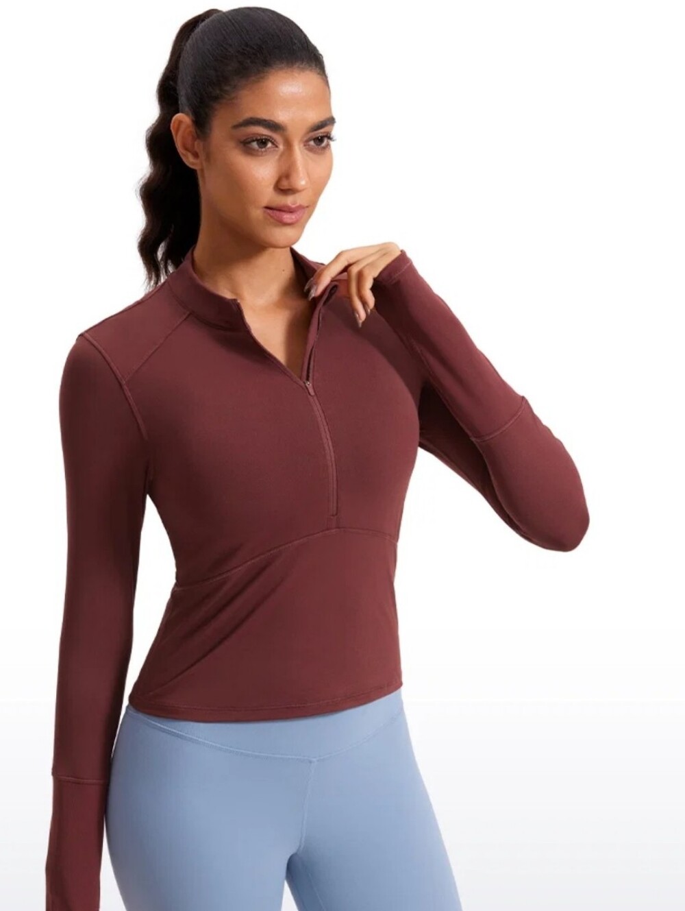 CRZ YOGA Womens Run Slim Fit Half Zip Long Sleeve Size Medium